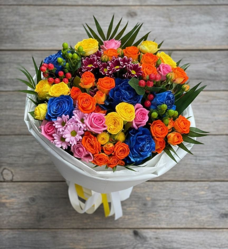 Букет цветов из: Розы и Хризантемы в Благодатном