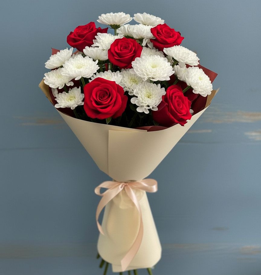 Букет цветов из: Розы и Хризантемы в Благодатном