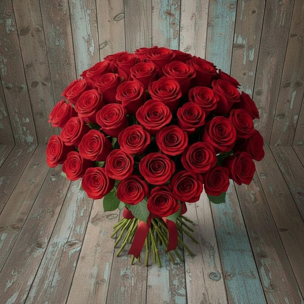 Букет 55 Красных роз Фридом в Благодатном