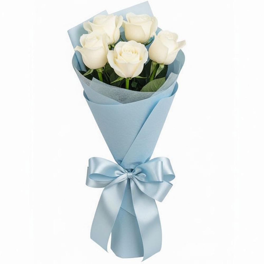 Букет 5 Белых роз Проуд в Благодатном