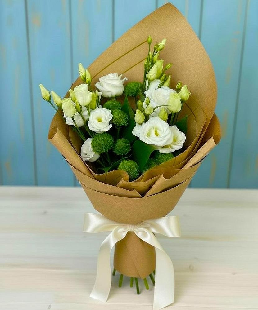 Букет цветов из: Хризантемы и Лизиантусы в Благодатном