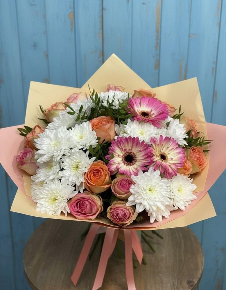 Букет цветов из: Розы, Герберы и Хризантемы в Благодатном