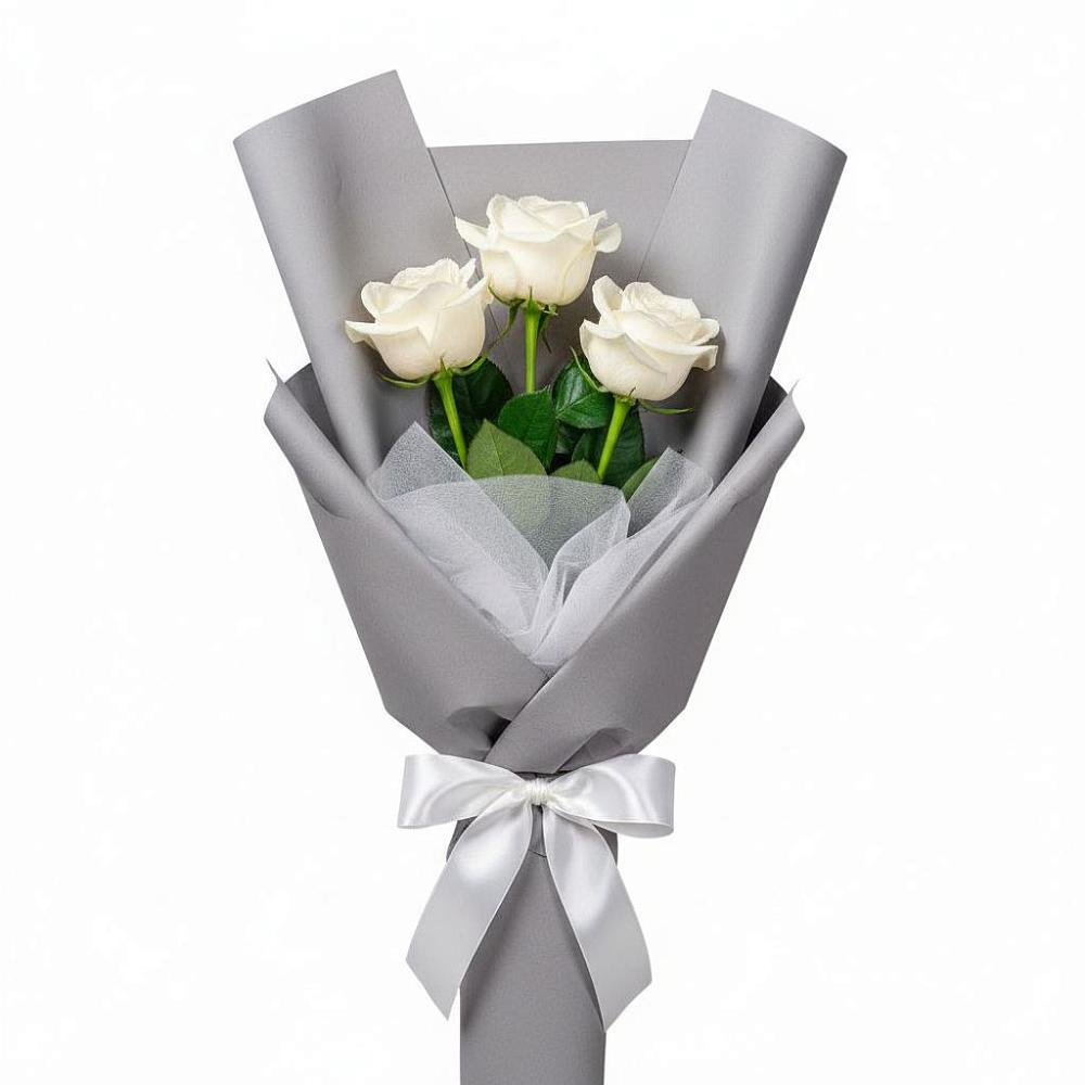Букет 3 белые розы в Благодатном