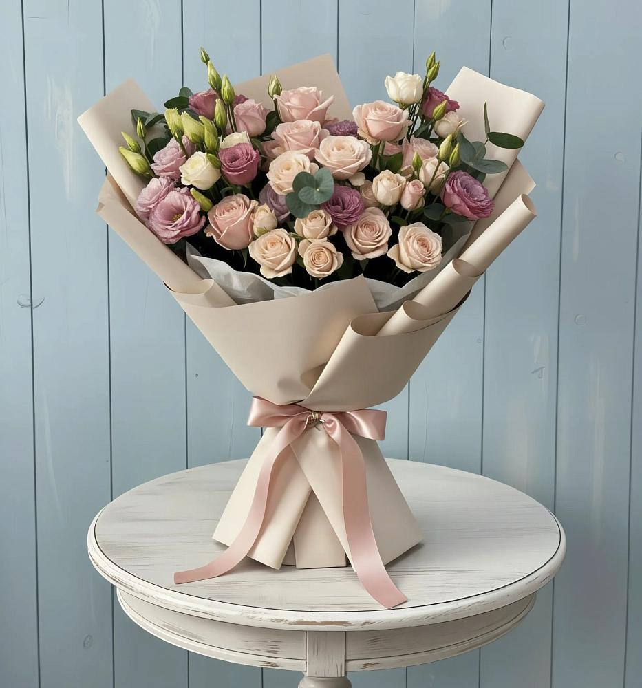 Букет цветов из: Розы и Лизиантусы в Благодатном