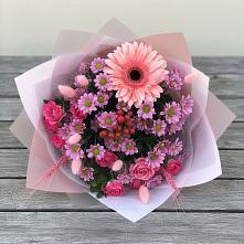 Букет цветов из:  Розы, Герберы и Хризантемы в Благодатном