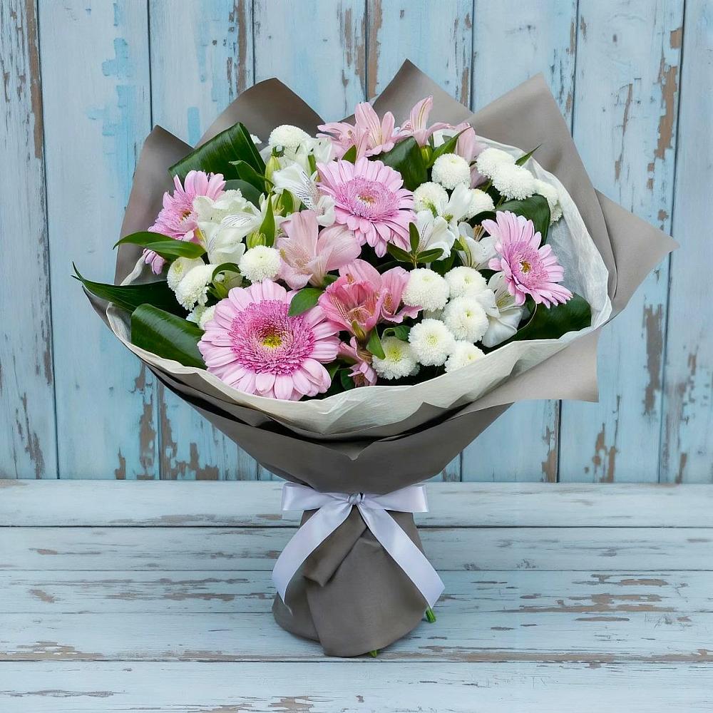 Букет цветов из: Герберы, Альстромерии и Хризантемы в Благодатном