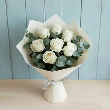 Букет Белые розы в Эвкалипте #REPLACE_PRED# Благодатном