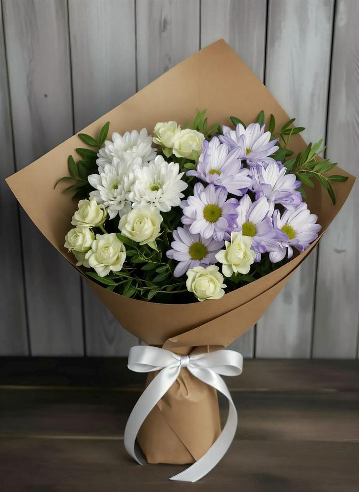 Букет цветов из: Хризантемы и Розы в Благодатном